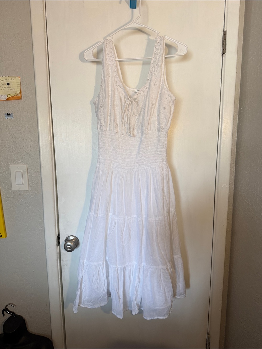 Mlle Gabrielle White Eyelet Tiered Maxi Dress